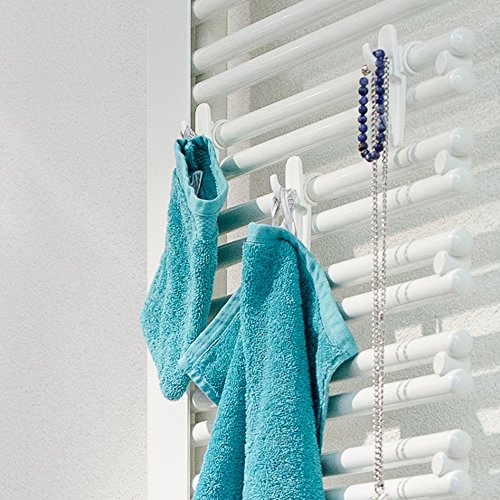 Premium Handtuchhalter im 5er Set – Made in Germany – Top Qualität! Hakenclip der originale Rundheizkörper-Haken für das Bad! Farbe – Chrom - 2