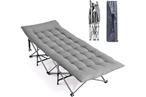 Bonnlo Lit de Camp Pliable en Acier avec Sac de Transport Lit de Camping en Oxford 600D Charge Max. Jusqu'à 150kg, Lit de Voyage Parfait pour Jardin, Camping, Plage et Intérieur, Gris, 190×71x36 cm
