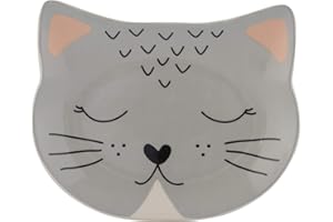 Mason Cash Smokey Cat Bowl 13cm | Stoneware Pet Bowl for Food & Water | Durable, Dishwasher & Freezer Safe | Adorable Cat Face Design