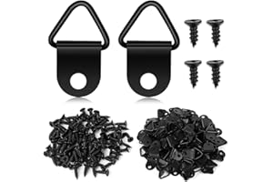 SULIUDAJI 40 Pezzi Anelli a D da Appendere per Foto Piccoli Ganci per Cornici per Foto Ganci per Quadri Muro Ganci Appendi Quadri Gancio in Tela Parete Con Viti Per Cornici per Foto Immagini Appese (Nero)