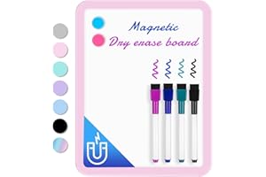 VUSIGN Small White Board Dry Erase, 22 x 28 cm Magnetic Dry Erase Board, Mini Whiteboard with Markers for Kids, Students, Fridge, Wall, Locker, Pink