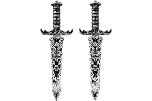 Guyode 2 Pezzi Spade Giocattolo Colore Argento retrò Pugnale Non Affilato Spada da Pirata Giocattoli di Plastica Si Applica a Ragazzi e Ragazze Costumi Accessori Pirata Accessori Feste Pirata