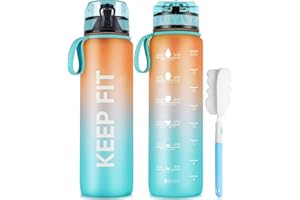 FULDENT Trinkflasche 1L Sport Wasserflasche BPA Frei Mit Rutschfest Gummi Grip - Geeignet für Fahrrad, Outdoor, Schule, Gym