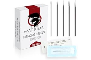 WARRIOR Agujas americanas para herramientas de perforación desechables Perforación corporal profesional (STRAIGHT-16G)