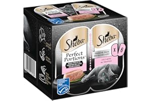 Sheba Perfect PORTIONS Pastete mit Lachs MSC 1x3x(2x37,5g), Katzenfutter, Nassfutter, Schale