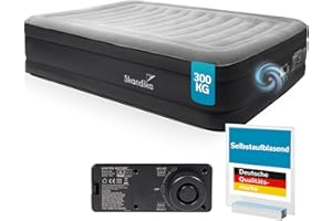 ‎SKANDIKA Skandika Doppel Luftmatratze Sveja | aufblasbare Matratze, für 2 Personen, Luftbett selbstaufblasend mit Pumpe, 204 x 151 x 43 cm, 300 kg belastbar, Tragetasche | Luftmatratzen, Zelt, Camping