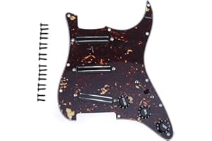 Musiclily SSS Loaded Prewired Pickguard ST Golpeador Precableado Set con Hot Rail Humbucker Pastillas Format Single Coil para Fender Squier Strat Guitarra Eléctrica,4 capas Tortoise Shell