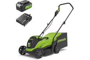 Greenworks 24V 33 cm Brushless Tosaerba a batteria, Altezza di Taglio 25-70 mm, 2 Funzioni, con Sacco da 30L (con 4Ah Batteria e Caricatore)