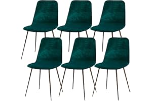 Lydevo Fundas para Sillas de Comedor 6 Piezas Funda de Silla Nordica Elásticas Cubiertas Fundas para Silla Oficina Sin Brazo Ajustables Lavables Protectoras de Sillas Escandinavas,Samt#Verde Scuro