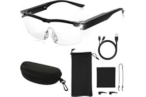 SUNSHINE SMILE Lupenbrille mit Licht Testsieger,Lupenbrille mit Licht für Brillenträger,300% Vergrößerungsbrille mit 2 LED Lichts,Vergrößerungsbrille Mit Led