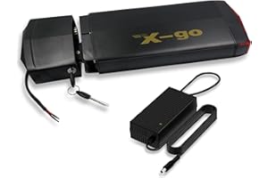 X-GO 36V 13AH Rear Rack Ebike Battery, Electric Lithium-ion Battery with Charger and Taillight for 750W 500W 350W 250W Motor for 26"-28" Conversion Kit (36V 13AH No Rack)