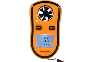 SZAERFA Pocket Digital LCD GM8908 Anemometer Windgeschwindigkeit Temperaturmessung Messgerät Luftströmungsgeschwindigkeit mit Hintergrundbeleuchtung Einfach abzulesen Batteriebetrieben