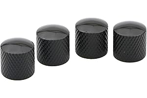 Pxyelec 4Pcs Black Metal Guitar Control Knob Volume Tone Control Dome Knobs Guitar Bass Parts