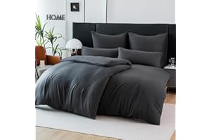 ‎SOIFOX Soifox Winter Thermo Fleece Bettwäsche 135x200 4teilig Anthrazit, Flauschige und Warme Cashmere Touch Bettbezug + Kissenbezug 2er Set 80x80 cm mit Reißverschluss