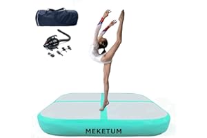 MEKETUM Air Roller Gymnastics Barrel Tumbling Mat Inflatable 60/75/90 CM Air Spot Tumble Track Mat Backbend Trainer with Electric Air Pump for Training/Yoga/Backflip/Home Use