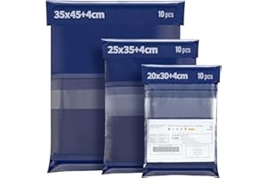 Wemk Versandtaschen Warensendung, 30 Stück Versandtüten für Vinted, 3 Größen Versandtaschen Packung, Selbstklebend und Blickdicht, Wasserdicht, Abrasionsbeständig