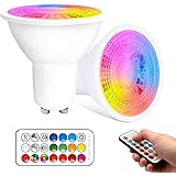 VARICART GU10 6W LED Light Bulb, RGB + Cool White 6000K, Dimmable 12 Colour Changing + 5 Modes, Built-in Memory with Remote, 