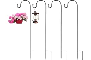DKINY 4pcs 100cm Garten Schäferhaken Metall Gartenstab Gartenstecker mit Haken Rostbeständig Blumenampel Halterung zum Aufhängen von Blumenampel Vogelfütter Latern Beleuchtung Windspiel Vogelhäuschen