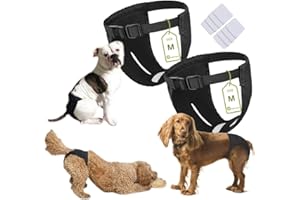 WAGVOGUE Braga Perro Celo Hembra.Bragas Perras Menstruales,Bragas Menstruales Perro Hembra,Bragapara Celo Perras- 2 uds Incluye 8 Toallas Sanitarias|Talla M,Negro