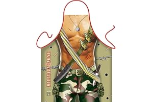 ITATI DELANTAL HOMBRE PARRILLA BARBACOA Delantal de Cocina Antimanchas para Hombre, Modelo Militar, Medidas 75 x 58 cm