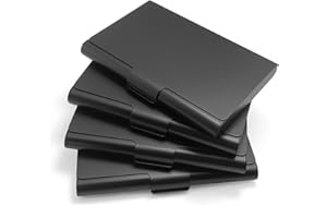 xiaoxianxian 4 Pièces Porte Carte de Visite,Étui pour Cartes de Visite en Aluminium,Porte-Cartes de Visite Fin en Métal pour Carte d'identité,Carte de Crédit (Noir)