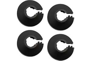 KINDOYO 4 Stück Rohrabdeckungen - Kunststoff-Heizungsrohrmanschetten Wasserrohrabdeckungen Heizkörper Rohrabdeckungen Rohrschellen für 15 mm Durchmesser Rohr - Schwarz