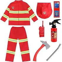 Costume De Pompier Pour Enfant – Déguisement Complet Avec Casque, Hache, Extincteur – Polyester – Halloween Carnaval - 4