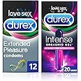 Durex Extended Pleasure Condoms 12 Pack & Intense Orgasmic Gel 10 ml Bundle - Ultimate Value Set for Enhanced Intimacy and Sensation