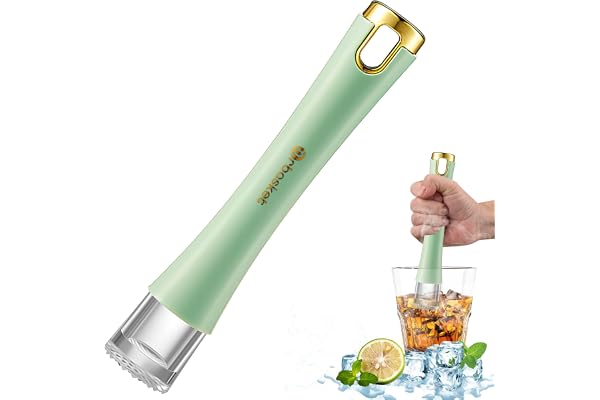 SilverChry Pilon Cocktail, Pilon Mojito, Pilon Cocktail de Bar, Tête de Clou en Acrylique + Conception de Trou de Suspension, Idéal pour La Préparation de Mojitos, Cocktails et Jus (Vert)