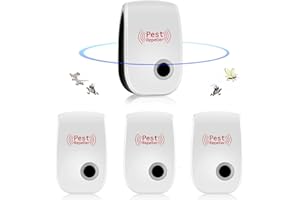 WOENVIUTR Ultrason Souris et Rats,Répulsif Ultrasons Anti-Moustiques Intérieur Dispositif Anti Souris Insectes, Moustiques, Cafards, Rats, Fourmis, Araignées 4 Pack