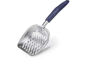 VIEVRE Szufla do żwirku dla kotów, metalowa, ergonomiczna i wygodna rączka, szufla do posypywania kotów, metalowa szufla