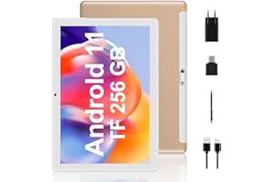 OVZIOCO Tablette 10 Pouces Android 11,WiFi Tablette 4Go RAM+64 Go ROM (256 Go Extensible)|Bluetooth|2.5D IPS 800X1280 FHD(Doré)|Caméra 2MP+8MP|Tablet Batterie 6000 mAh