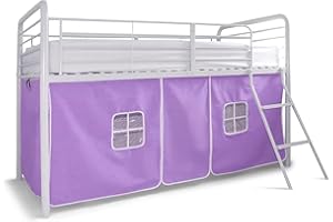 HLS Lilac Bed Tent for Mid Sleeper Beds – Kids Play Tent Canopy – Privacy Curtain with Windows – Fits Standard Mid-Sleeper Frame – Girls' Bedroom Accessory