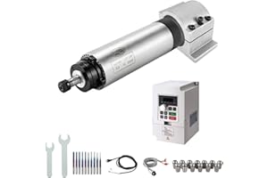 ZHONG HUA JIANG Kit motore mandrino CNC, 220V 1.5KW mandrino CNC raffreddato ad aria Motore mandrino + 220V 1.5KW VFD + Φ65mm Supporto morsetto CNC + ER11 Colletto Set + Drill Bits + Chiavi