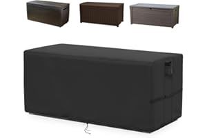 Kingling Deck Box Cover, Outdoor Storage Box Cover Waterproof, Outside Storage Bench Deck Boxes Covers Black (58" L x 33" W x 34" H)