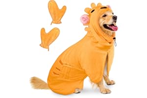 JOLOVE Dog Drying Coat Super Absorbent Dog Towels for Drying Dogs for After Bath Soft Pet Robe Towel Adjustable Pets Bathrobe for Bath, Swim, Wet Walk (Orange Lion, XL)