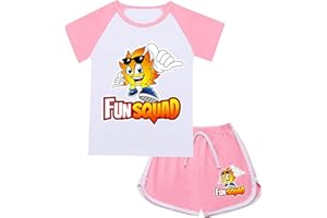 YORZMIN Fun Squad T Shirt Kids Merch Tee & Shorts 2 Pcs Short Sleeve Sportswear Activewear Tracksuits Loungewear Sets Jogging Suit Toddler Baby Boys Girls Gaming Gifts