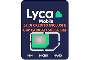 ELECTRONICSSHOP6 SIM 100% anonima Lycamobile UK +44, già pronta all’uso con £5 DI CREDITO INCLUSI E GIA' CARICATI SULLA SIM, utilizzabile in Italia, contratto a consumo. Nessuna attivazione richiesta! Plug&Play