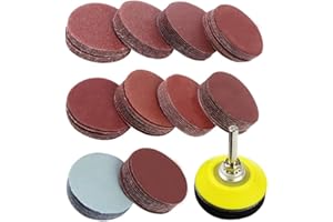 ADWIKOSO 200Pcs 2 Inch Sanding Discs, 80-3000 Grit Sandpaper with 1/4" Shank Backing Plate and Soft Foam Buffering Pad, for Drill Grinder Rotary Tool, Hook and Loop Sand Paper Assortment Pack (2 Inch, 200)