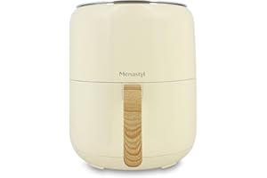 MENASTYL - Friteuse sans huile à air chaud Colorama - Crème - sans PFAS - 4.5L - 8 programmes - Température jusqu'à 200°C - Minuterie 1 heure - Panier et grille compatibles lave-vaisselle - 6025004