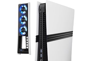 Cooling Fan for PS5 PRO Accessories, GODT GAME Upgraded Quiet Cooling Fan with Intelligent Sensor, LED & USB 3.0 Port for PS5 Pro Disc/Digital Edition 2024, Not for PlayStation 5 Slim