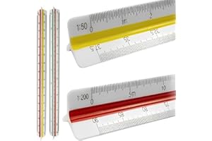 XURJUMI Lot de 2, 30 cm triangulaire Règle d'échelle, Triangle Bâton pour ingénierie 1:1 1:10 1:2 1:20/1:5 1:50/1:100 1:200 1:500 1:1000 1:1250 1:2500