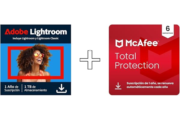 Adobe Photoshop Lightroom Including 1TB Cloud Memory & McAfee Total Protection 2026 (Renovación automática) | 6 Dispositivos │ 12 Meses | Descarga digital