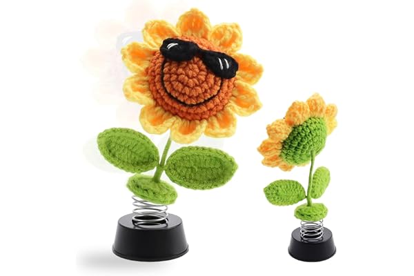 Shwdsy Figurine porte-bonheur pour voiture, secouant la tête, tissée à la main, décoration de tournesol, lunettes de soleil, tournesol, décoration intérieure, pour décoration, cadeau