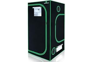 GREENARCHITECTURE GA Growzelt 100x100x200 cm (3.3x3.3) anzuchtzelt Zelt Reflektierendes Mylar-Hydrokultur-Gewächshauszelt wasserdichter Bodenwanne für Zimmerpflanzenanbau Schwarz