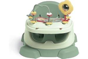 Mamas & Papas Baby Bug Booster Seat For Dining, Detachable Tray, Harness, Adjustable Seat and Non-Slip Feet, Eucalyptus