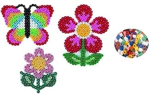 Happy Price Toys Hama Midi Lot de 63 sachets pour plateau à crayons, petites fleurs, papillons et fleurs dans un sachet blister + 100 perles à repasser colorées