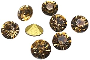 EIMASS LONDON BASED COMPANY 100 X (ss16 (4mm), Light Gold), Foiled-back Crystals, EIMASS® Point-back Cut Diamond Chatons, Glass Crystals, Glass Rhinestones, Glass Gems
