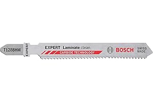 BOSCH ACCESSORIES Bosch Professional 3x Expert ‘Laminate Clean’ T 128 BHM Jigsaw Blade (for Solid Laminate Vinyl, PVC, HPL High pressure laminate, Length 92 mm, Accessories Jigsaw)