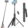 Selfie Stick Tripod, Extendable All in One Phone Tripod Integrated with Wireless Remote, 60” Tripod Stand Compatible with All Cell Phones for Selfie/Video Recording/Photo/Live Stream/Vlog